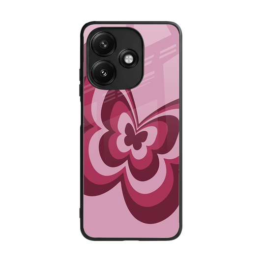 Y2K Magenta Butterfly back phone cover | glass case for redmi 12 5g