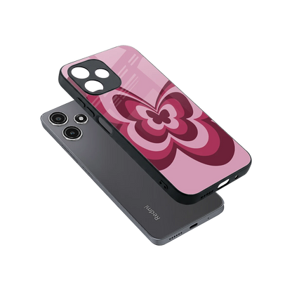 Y2K Magenta Butterfly sleek redmi 12 5g cover with tempered glass back and TPU edges