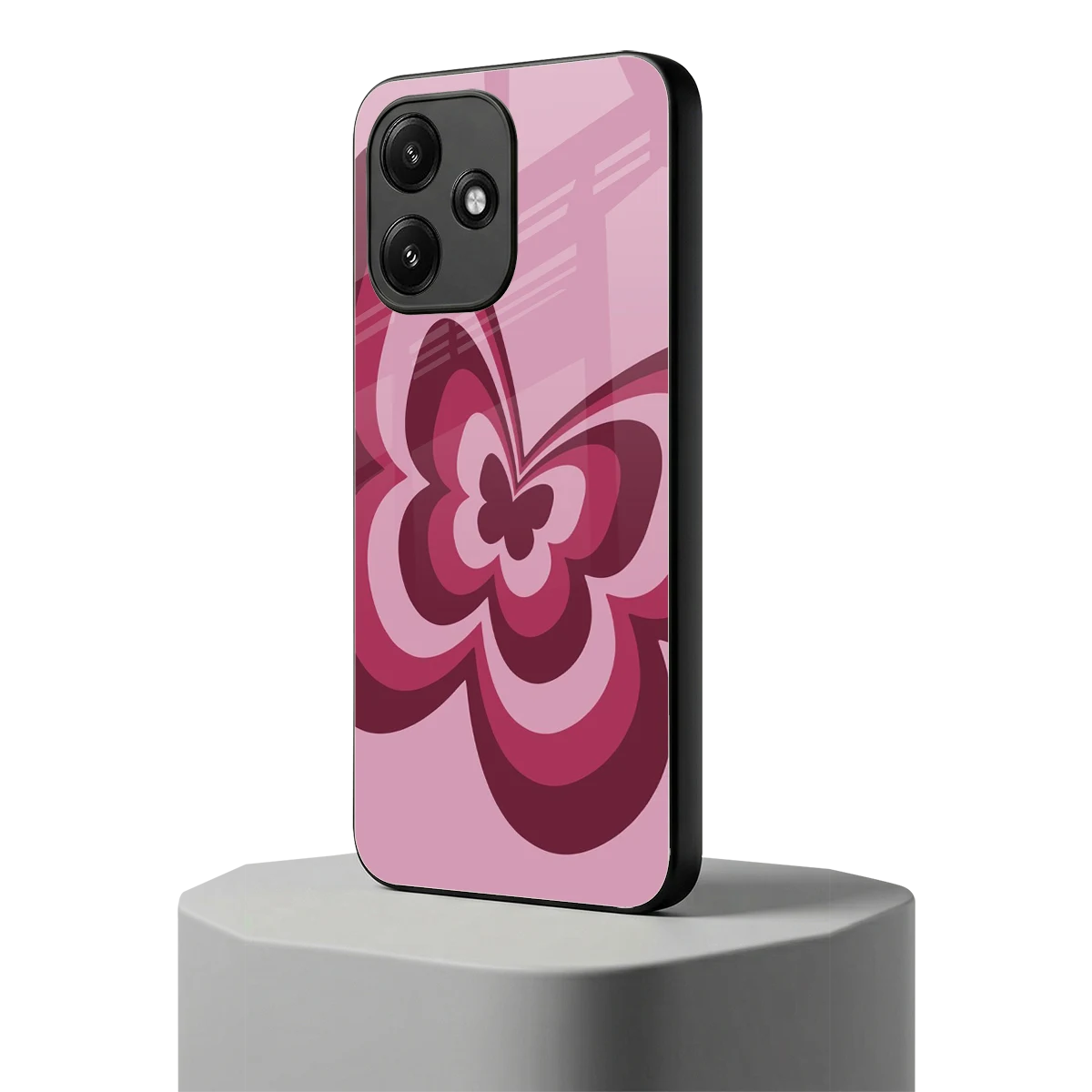 Y2K Magenta Butterfly redmi 12 5g mobile cover | shockproof glass phone case