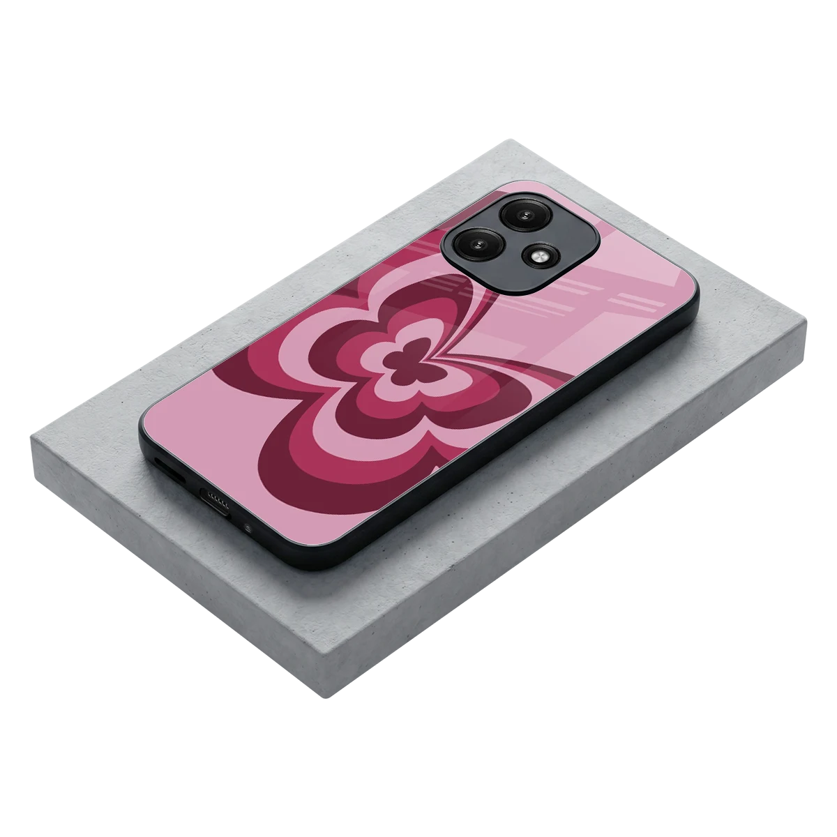 Y2K Magenta Butterfly stylish phone case for redmi 12 5g | glossy glass and slim fit
