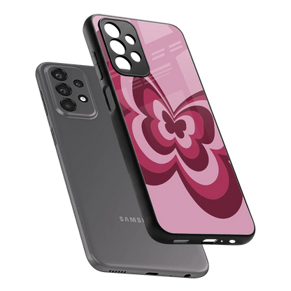 Y2K Magenta Butterfly sleek samsung galaxy a23 cover with tempered glass back and TPU edges
