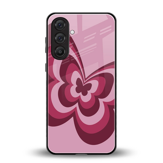 Y2K Magenta Butterfly back phone cover | glass case for samsung galaxy m35 5g