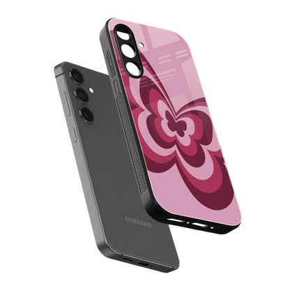 Y2K Magenta Butterfly sleek samsung galaxy a14 5g cover with tempered glass back and TPU edges