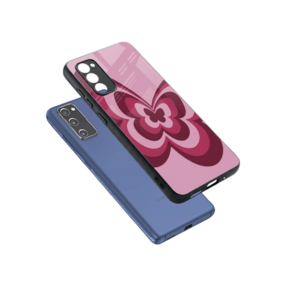 Y2K Magenta Butterfly sleek samsung galaxy s20 fe cover with tempered glass back and TPU edges
