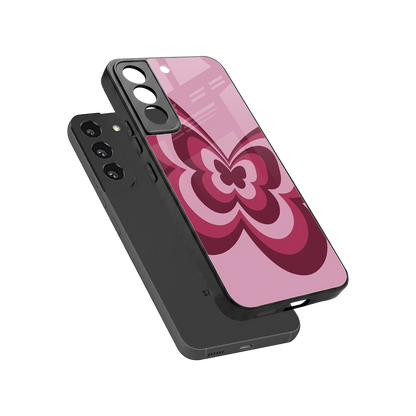 Y2K Magenta Butterfly sleek samsung galaxy s22 cover with tempered glass back and TPU edges