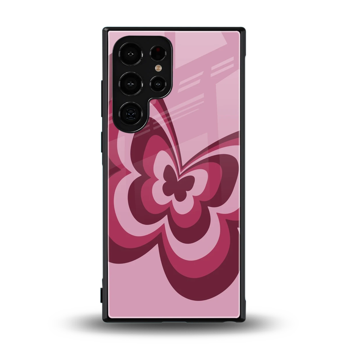 Y2K Magenta Butterfly back phone cover | glass case for samsung galaxy s24 ultra