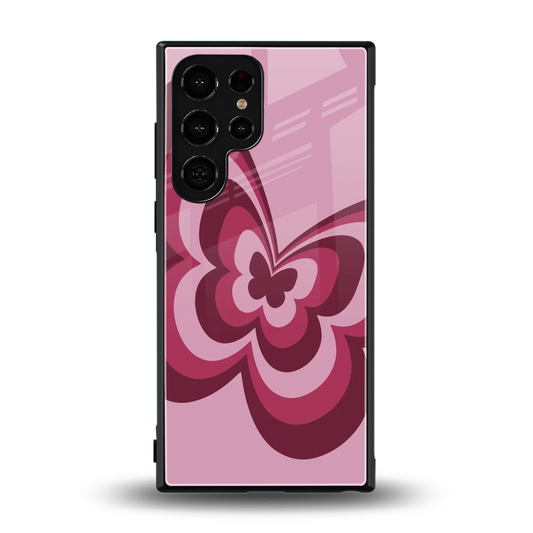 Y2K Magenta Butterfly back phone cover | glass case for samsung galaxy s24 ultra