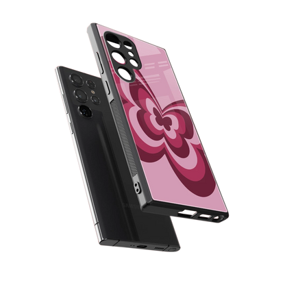 Y2K Magenta Butterfly sleek samsung galaxy s24 ultra cover with tempered glass back and TPU edges