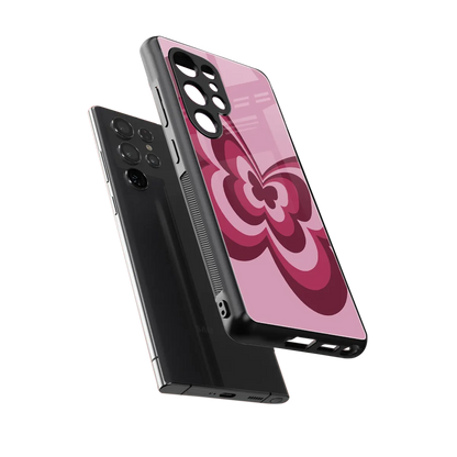 Y2K Magenta Butterfly sleek samsung galaxy s25 ultra cover with tempered glass back and TPU edges