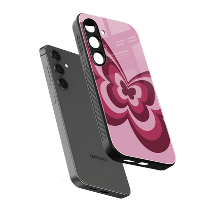 Y2K Magenta Butterfly sleek samsung galaxy s24 cover with tempered glass back and TPU edges
