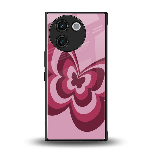 Y2K Magenta Butterfly back phone cover | glass case for vivo v30e