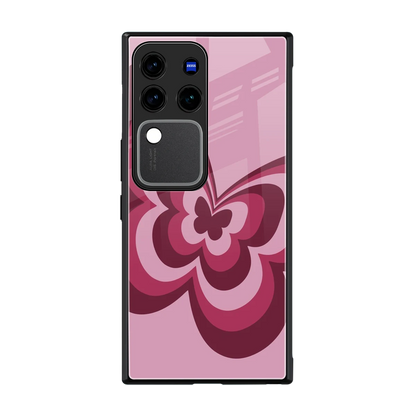 Y2K Magenta Butterfly back phone cover | glass case forvivo v30 pro