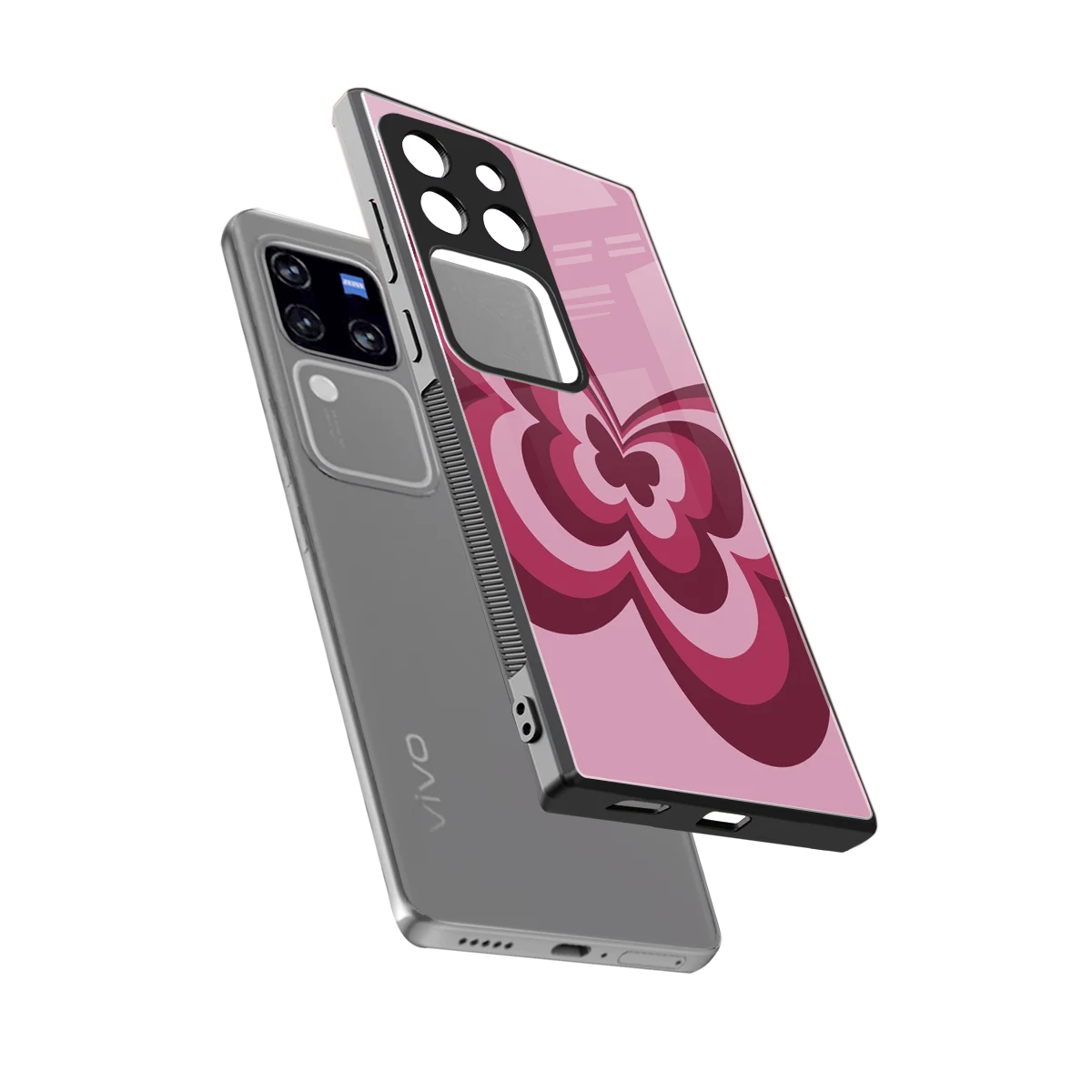 Y2K Magenta Butterfly sleekvivo v30 pro cover with tempered glass back and TPU edges