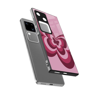 Y2K Magenta Butterfly sleek vivo v30 cover with tempered glass back and TPU edges