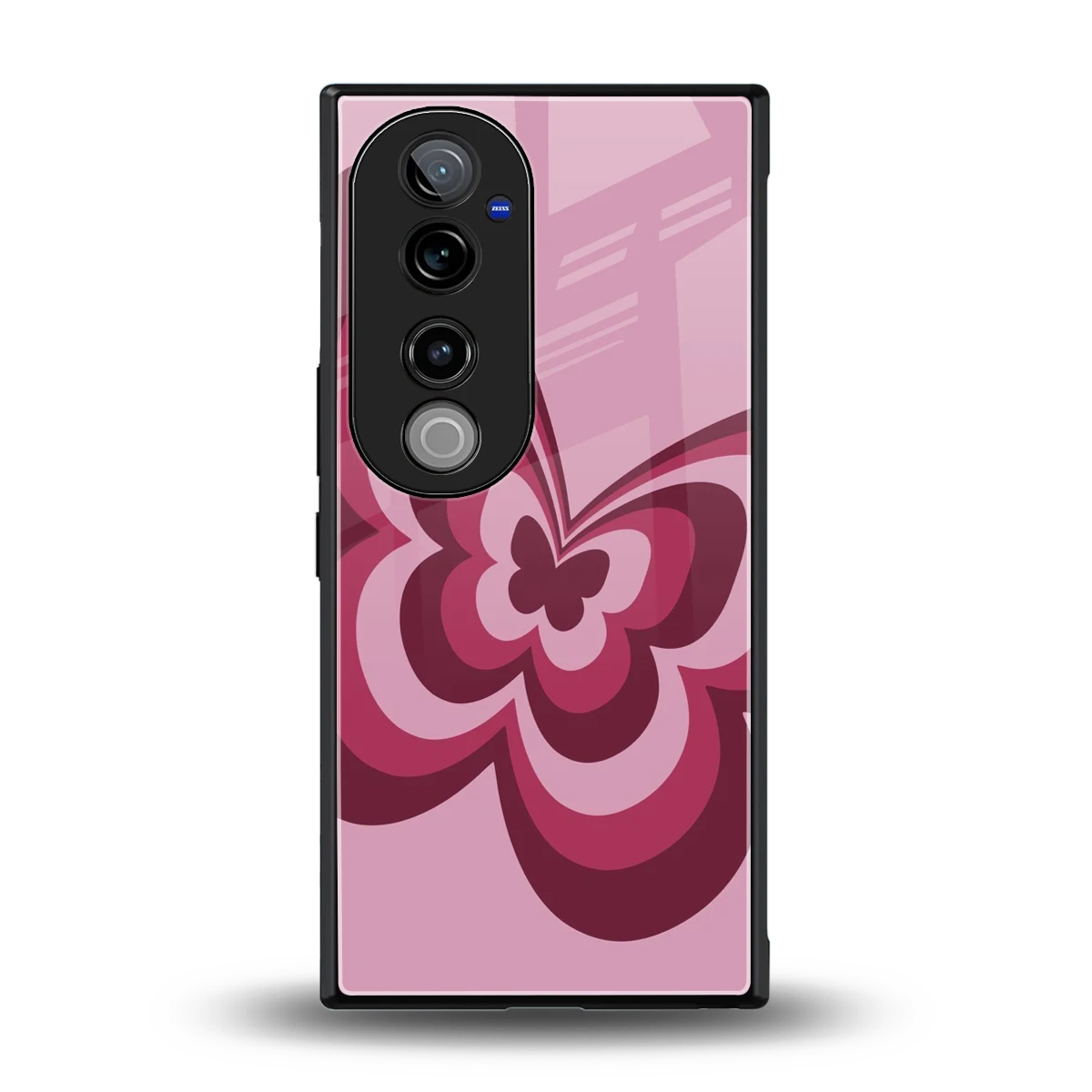 Y2K Magenta Butterfly back phone cover | glass case for vivo v40 pro