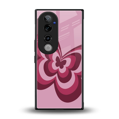 Y2K Magenta Butterfly back phone cover | glass case for vivo v40 pro