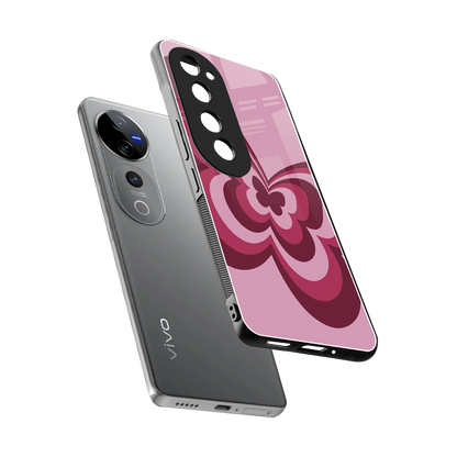 Y2K Magenta Butterfly sleek vivo v40 pro cover with tempered glass back and TPU edges