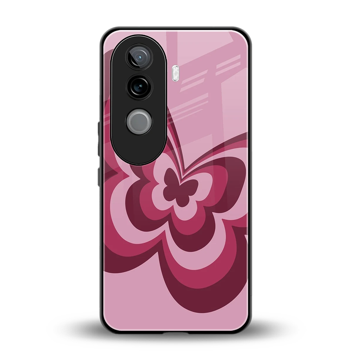 Y2K Magenta Butterfly back phone cover | glass case for vivo v40e