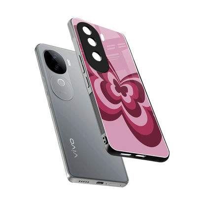 Y2K Magenta Butterfly sleek vivo v40e cover with tempered glass back and TPU edges