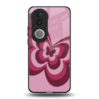 Y2K Magenta Butterfly back phone cover | glass case for vivo v50