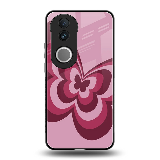 Y2K Magenta Butterfly back phone cover | glass case for vivo v50