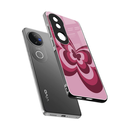 Y2K Magenta Butterfly sleek vivo v50 cover with tempered glass back and TPU edges