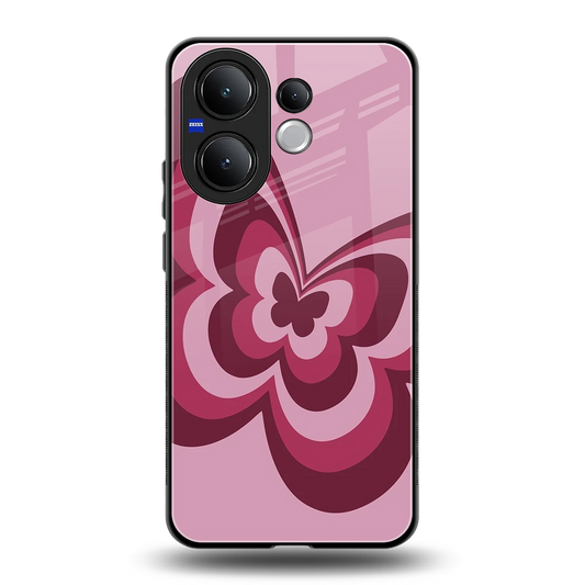 Y2K Magenta Butterfly back phone cover | glass case for vivo v60