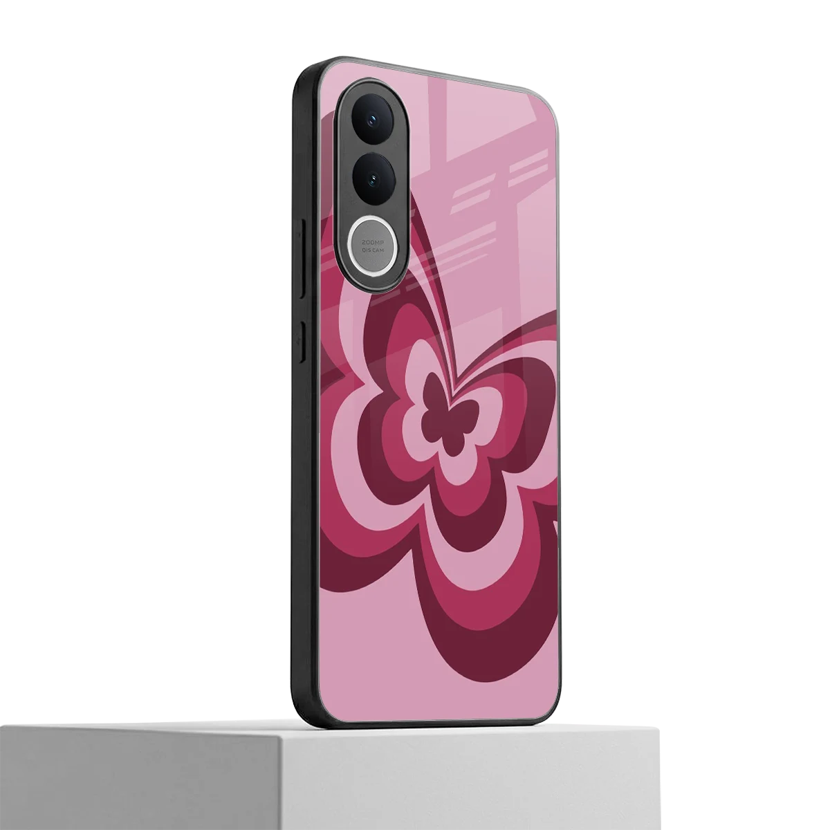 Y2K Magenta Butterfly vivo v70 fe mobile cover | shockproof glass phone case