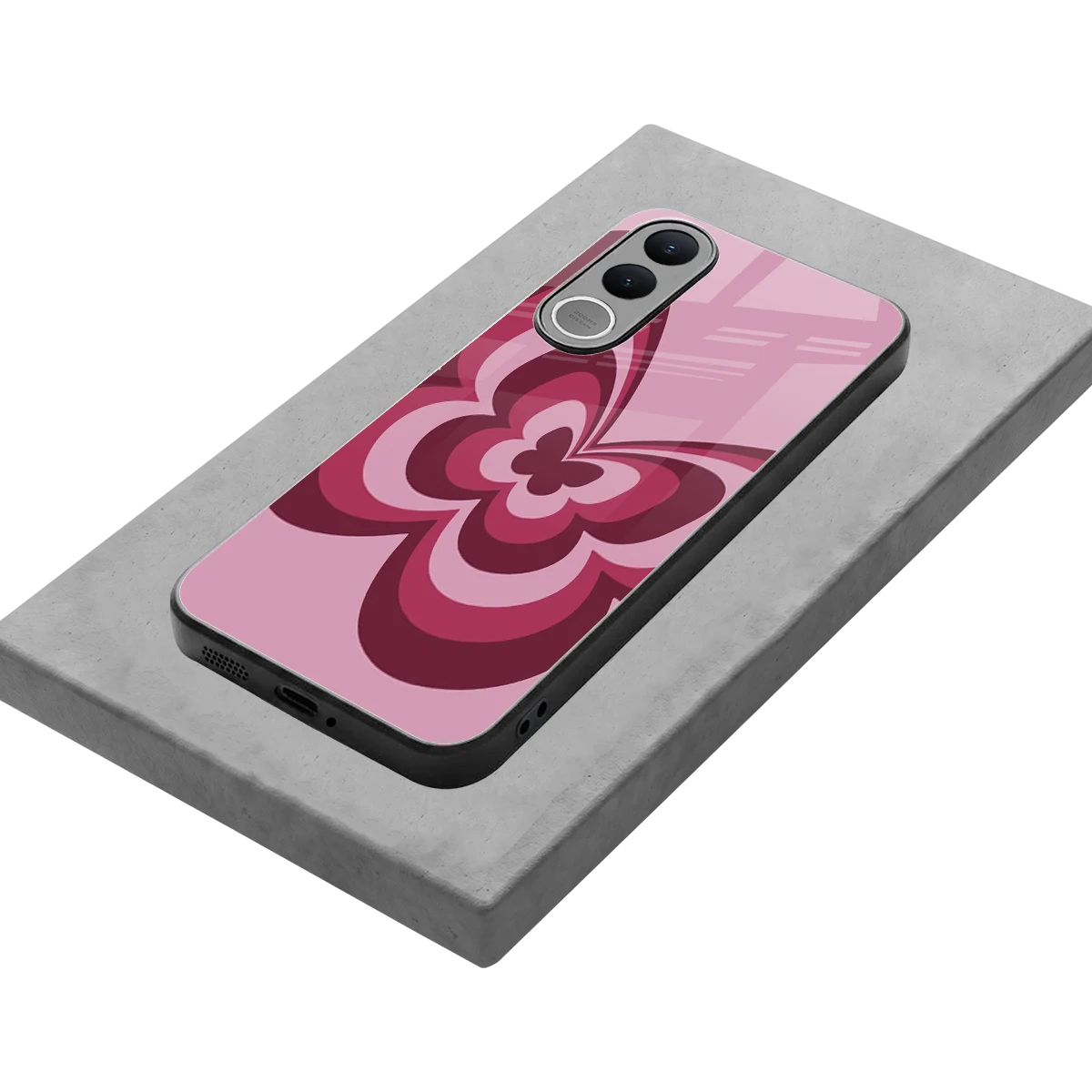 Y2K Magenta Butterfly stylish phone case for vivo v70 fe | glossy glass and slim fit