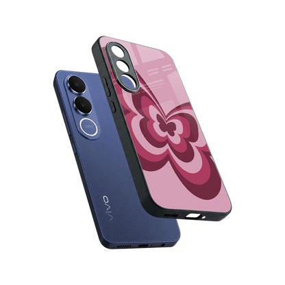 Y2K Magenta Butterfly sleek vivo v70 fe cover with tempered glass back and TPU edges