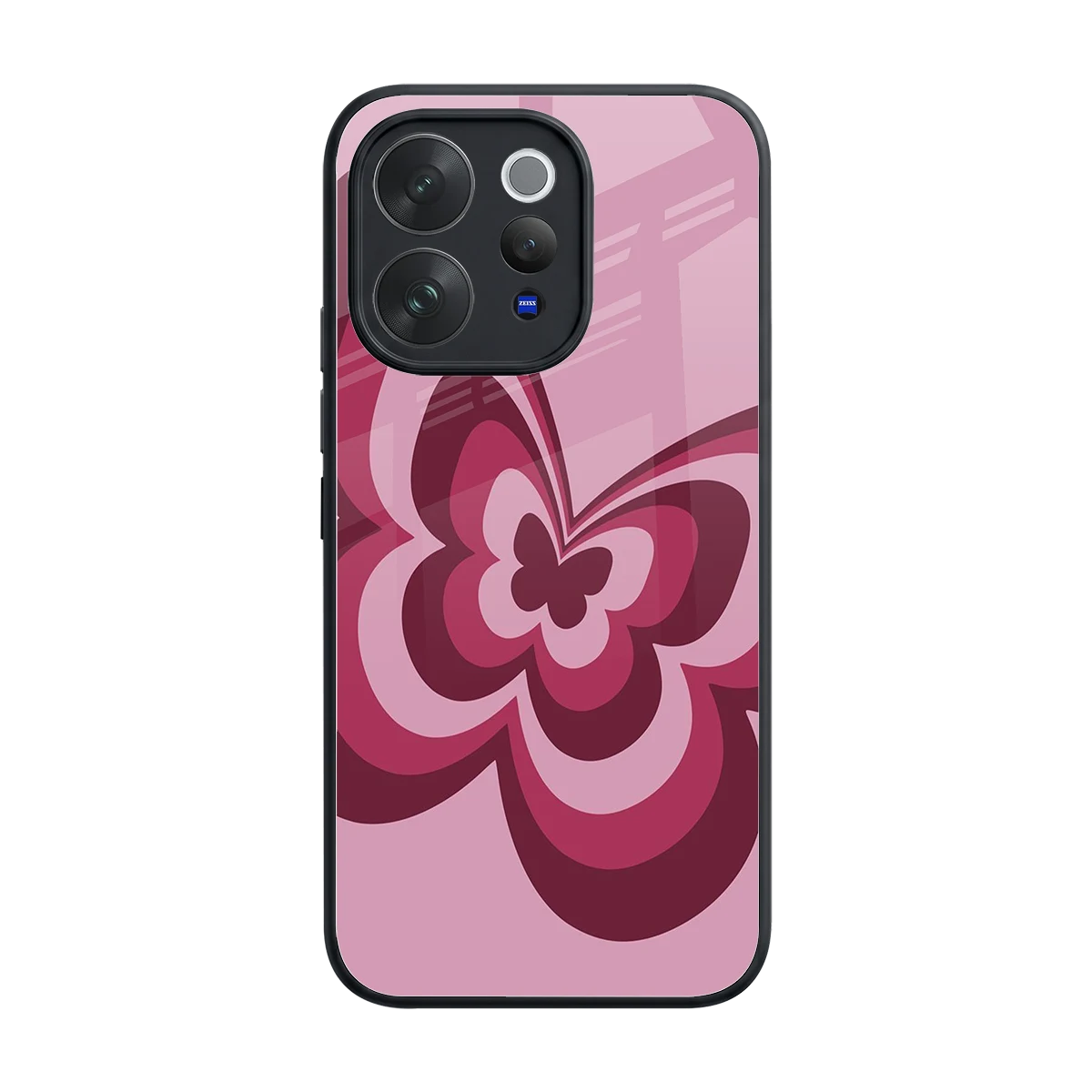 Y2K Magenta Butterfly back phone cover | glass case for vivo v70