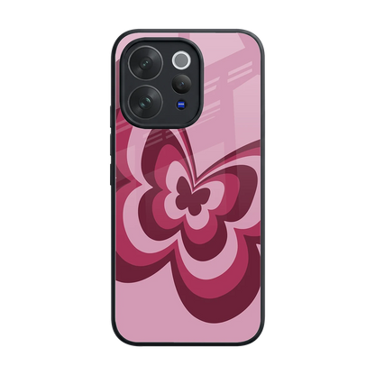 Y2K Magenta Butterfly back phone cover | glass case for vivo v70 elite