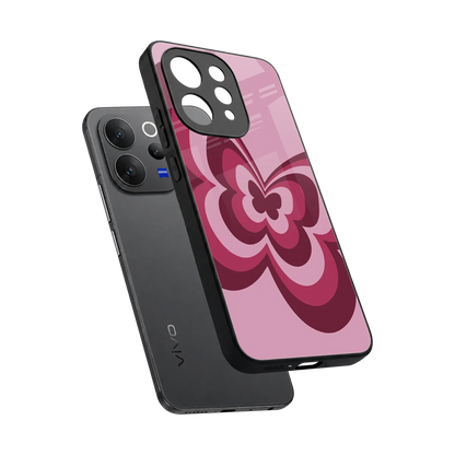 Y2K Magenta Butterfly sleek vivo v70 cover with tempered glass back and TPU edges