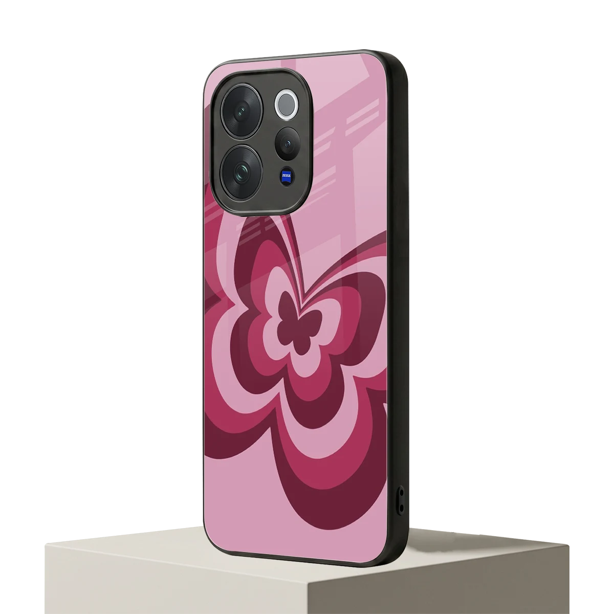 Y2K Magenta Butterfly vivo v70 mobile cover | shockproof glass phone case