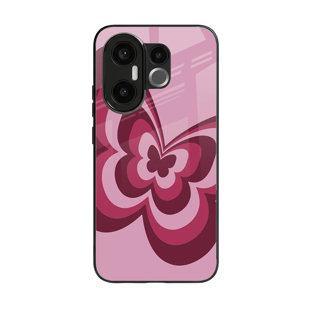 Y2K Magenta Butterfly back phone cover | glass case for vivo x200 fe
