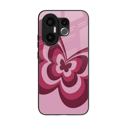 Y2K Magenta Butterfly back phone cover | glass case for vivo x200 fe