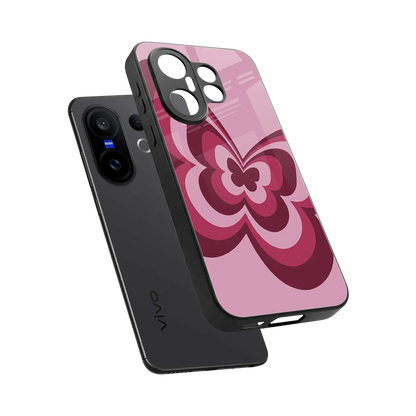 Y2K Magenta Butterfly sleek vivo x200 fe cover with tempered glass back and TPU edges