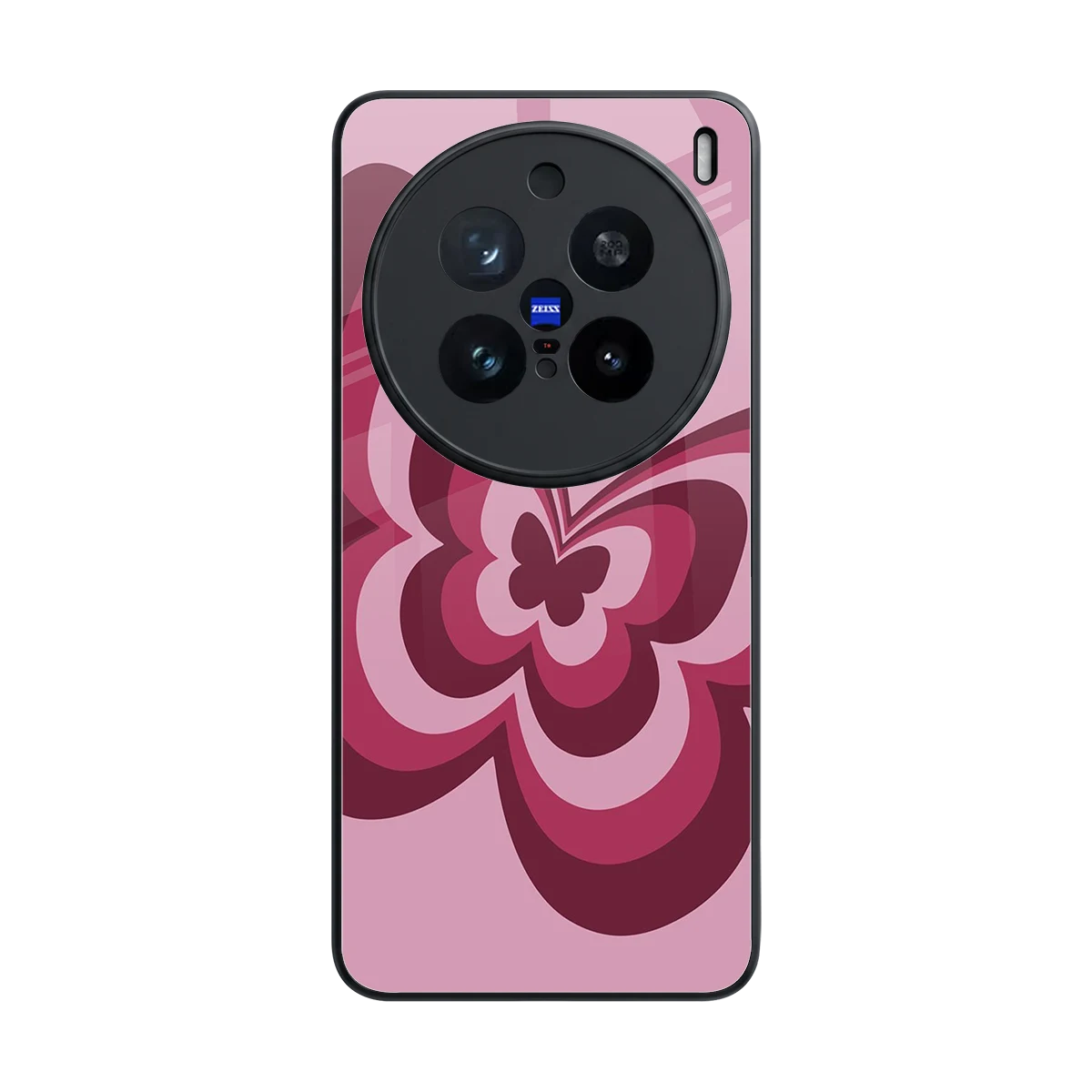 Y2K Magenta Butterfly back phone cover | glass case for vivo x200 pro