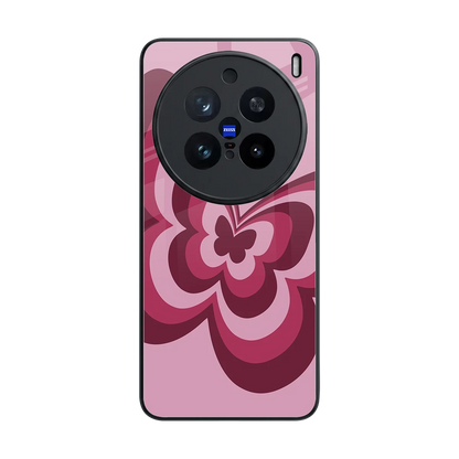 Y2K Magenta Butterfly back phone cover | glass case for vivo x200 pro