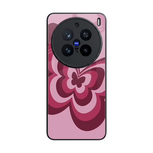 Y2K Magenta Butterfly back phone cover | glass case for vivo x200 pro