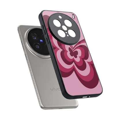Y2K Magenta Butterfly sleek vivo x200 pro cover with tempered glass back and TPU edges