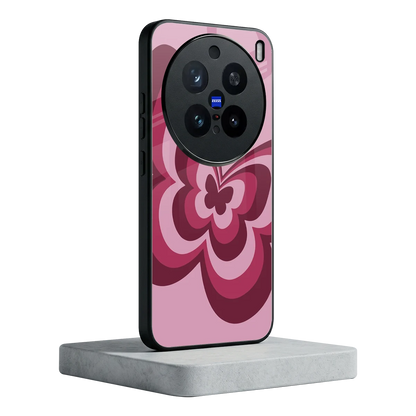Y2K Magenta Butterfly vivo x200 pro mobile cover | shockproof glass phone case