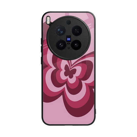 Y2K Magenta Butterfly back phone cover | glass case for vivo x300 pro