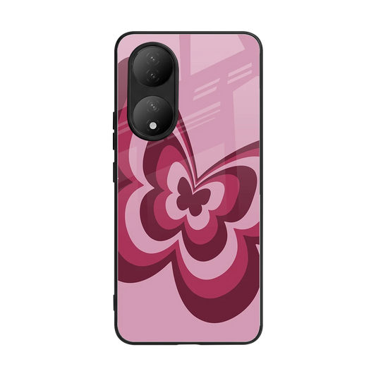 Y2K Magenta Butterfly back phone cover | glass case for Vivo-y100