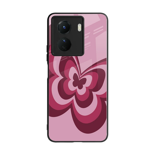 Y2K Magenta Butterfly back phone cover | glass case for vivo y16