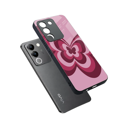 Y2K Magenta Butterfly sleek vivo y200 5g cover with tempered glass back and TPU edges