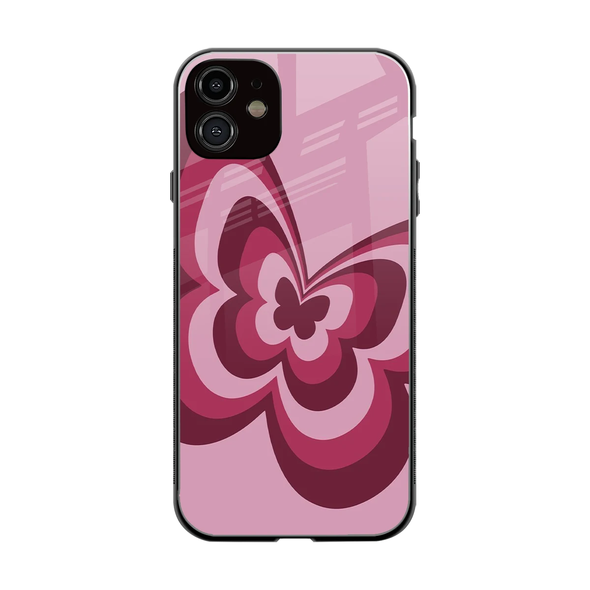Y2K Magenta Butterfly back phone cover | glass case for iphone 11