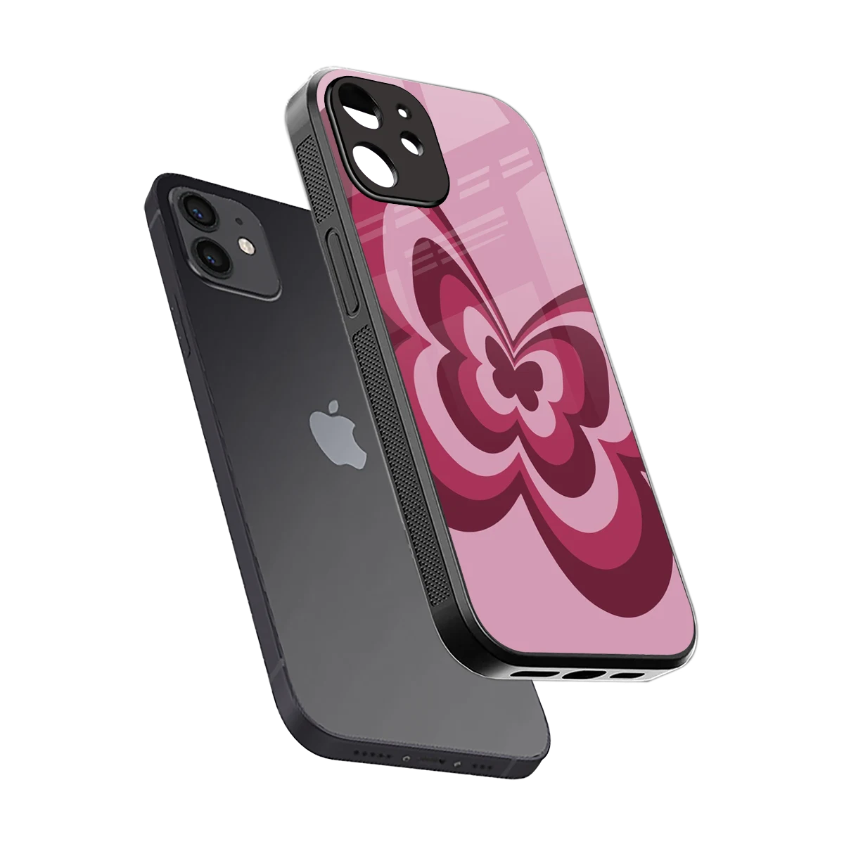 Y2K Magenta Butterfly sleek iphone 11 cover with tempered glass back and TPU edges