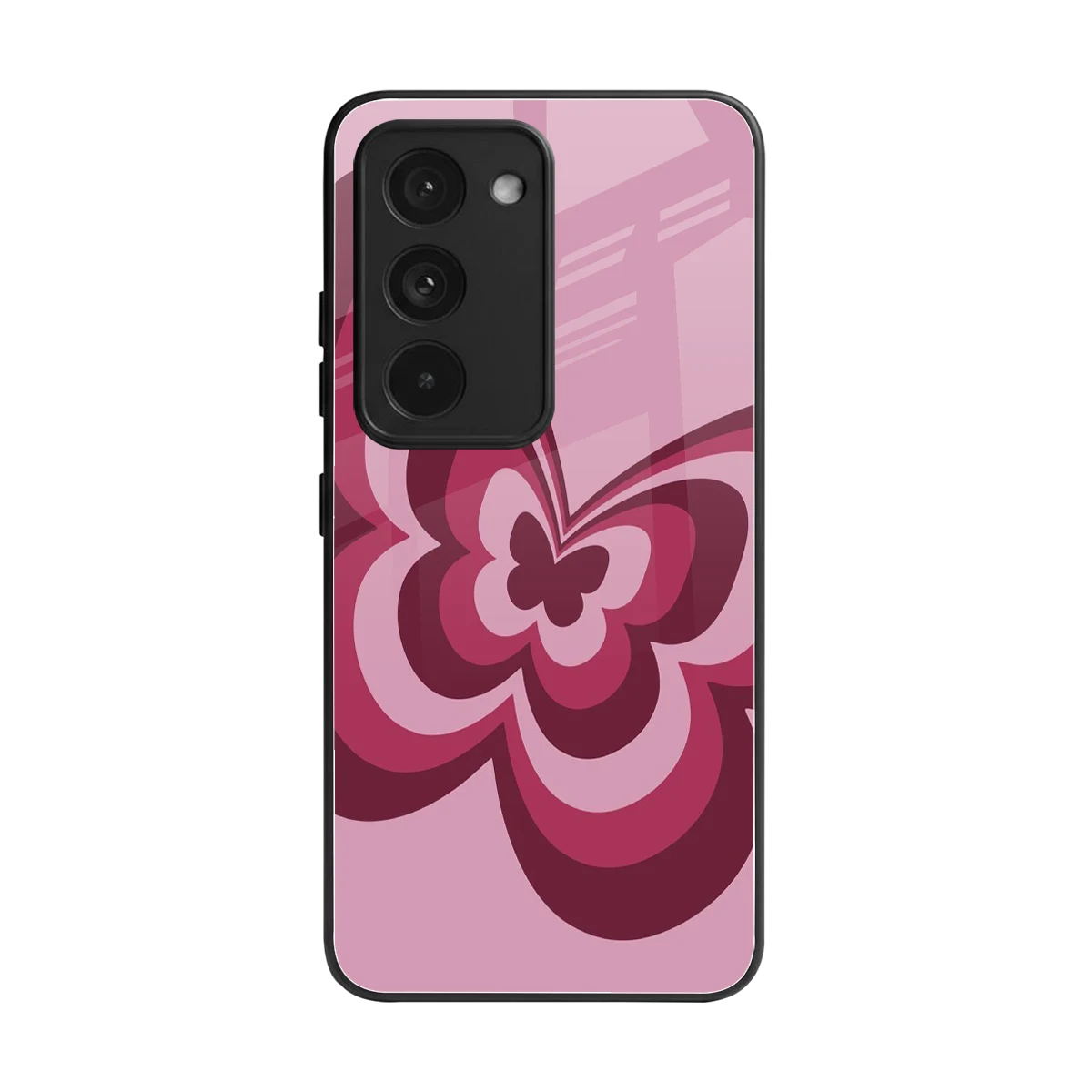 Y2K Magenta Butterfly back phone cover | glass case for redmi 15 5g