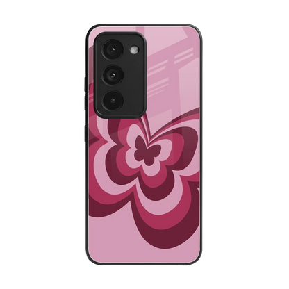 Y2K Magenta Butterfly back phone cover | glass case for redmi 15 5g